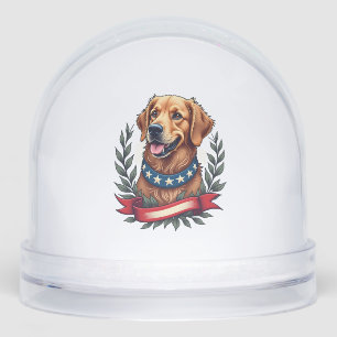 Patriotic Golden Retriever Americana Art Tee 2 Snowglobe