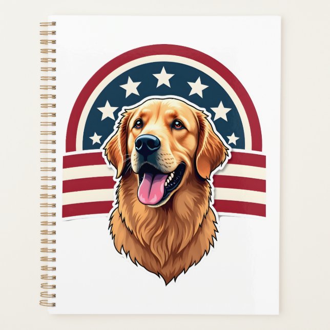 Patriotic Golden Retriever Arc Layout Shirt 2 (Devant)