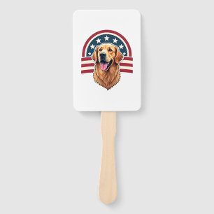 Patriotic Golden Retriever Arc Layout Shirt 2 Hand Fan