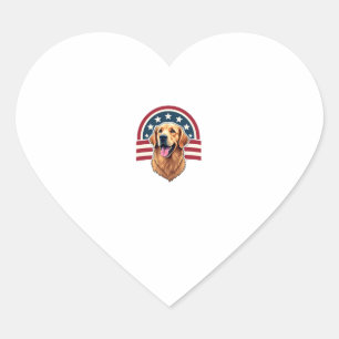 Patriotic Golden Retriever Arc Layout Shirt 2 Heart Sticker
