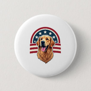 Patriotic Golden Retriever Arc Layout Shirt 2 Inch Round Button