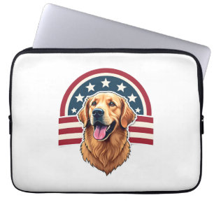 Patriotic Golden Retriever Arc Layout Shirt 2 Laptop Sleeve