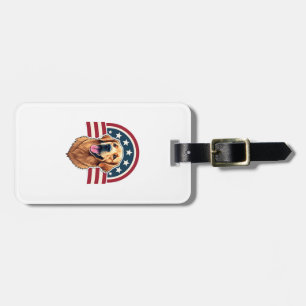 Patriotic Golden Retriever Arc Layout Shirt 2 Luggage Tag