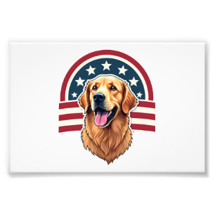 Patriotic Golden Retriever Arc Layout Shirt 2 Photo Print
