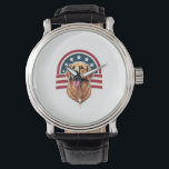 Patriotic Golden Retriever Arc Layout Shirt 2 Watch<br><div class="desc">Patriotic Golden Retriever Arc Layout Shirt 2</div>
