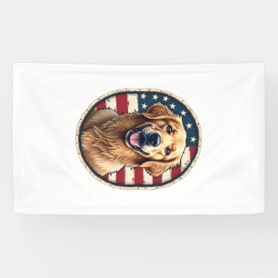 Patriotic Golden Retriever Badge Vintage Tee 4 Banner