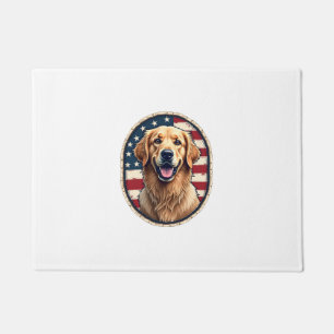 Patriotic Golden Retriever Badge Vintage Tee 4 Doormat