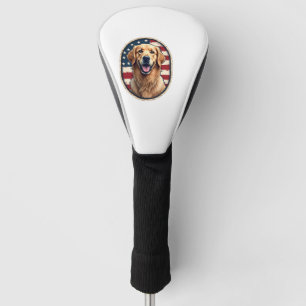 Patriotic Golden Retriever Badge Vintage Tee 4 Golf Head Cover
