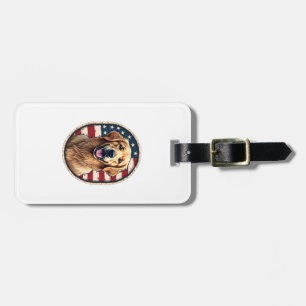 Patriotic Golden Retriever Badge Vintage Tee 4 Luggage Tag