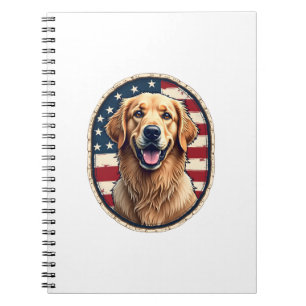 Patriotic Golden Retriever Badge Vintage Tee 4 Notebook