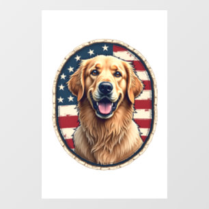 Patriotic Golden Retriever Badge Vintage Tee 4 Window Cling