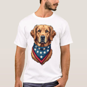 Patriotic Golden Retriever Bandana Vintage Tee 4