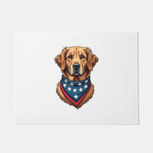 Patriotic Golden Retriever Bandana Vintage Tee 4 Doormat