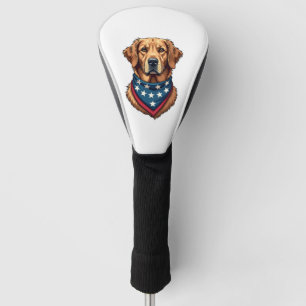 Patriotic Golden Retriever Bandana Vintage Tee 4 Golf Head Cover
