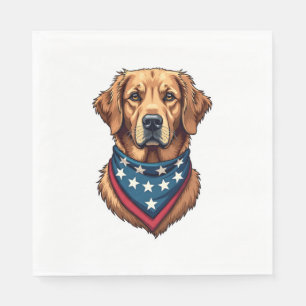 Patriotic Golden Retriever Bandana Vintage Tee 4 Napkin