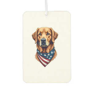 Patriotic Golden Retriever Bandana Vintage Tee Air Freshener