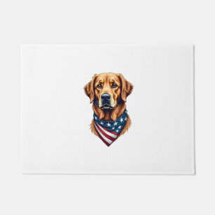 Patriotic Golden Retriever Bandana Vintage Tee Doormat