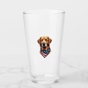 Patriotic Golden Retriever Bandana Vintage Tee Glass