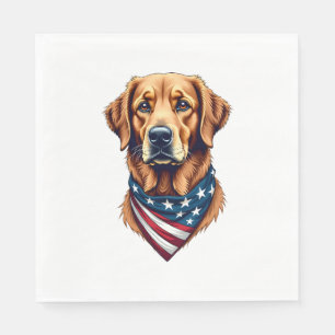 Patriotic Golden Retriever Bandana Vintage Tee Napkin