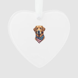 Patriotic Golden Retriever Bandana Vintage Tee Ornament