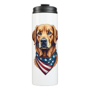 Patriotic Golden Retriever Bandana Vintage Tee Thermal Tumbler