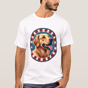 Patriotic Golden Retriever Circle Burst Shirt