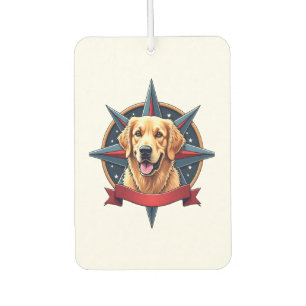 Patriotic Golden Retriever Compass Star Tee 2 Air Freshener