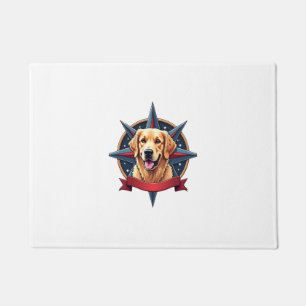 Patriotic Golden Retriever Compass Star Tee 2 Doormat