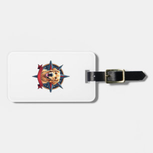 Patriotic Golden Retriever Compass Star Tee 2 Luggage Tag