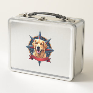 Patriotic Golden Retriever Compass Star Tee 2 Metal Lunch Box