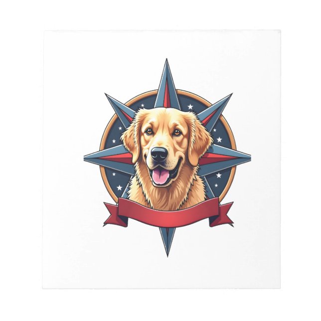 Patriotic Golden Retriever Compass Star Tee 2 Notepad (Front)