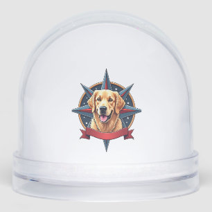 Patriotic Golden Retriever Compass Star Tee 2 Snowglobe