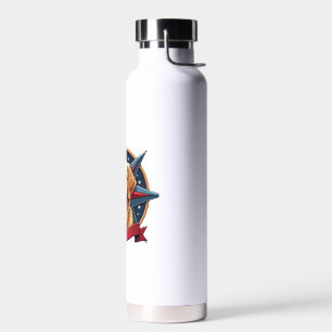 Patriotic Golden Retriever Compass Star Tee 2 Water Bottle