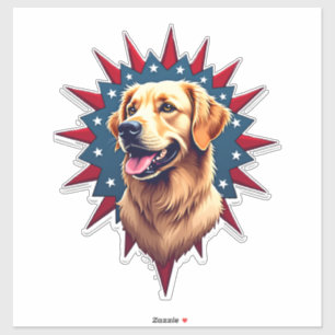 Patriotic Golden Retriever Corner Burst Shirt 2