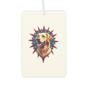 Patriotic Golden Retriever Corner Burst Shirt 2 Air Freshener