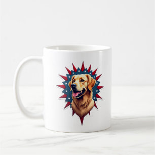 Patriotic Golden Retriever Corner Burst Shirt 2 Coffee Mug
