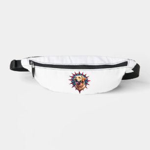 Patriotic Golden Retriever Corner Burst Shirt 2 Fanny Pack
