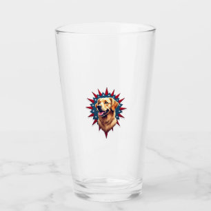 Patriotic Golden Retriever Corner Burst Shirt 2 Glass
