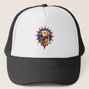 Patriotic Golden Retriever Corner Burst Shirt 2 Trucker Hat