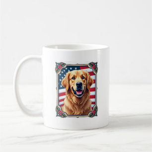 Patriotic Golden Retriever Corner Frame Shirt 3 Coffee Mug