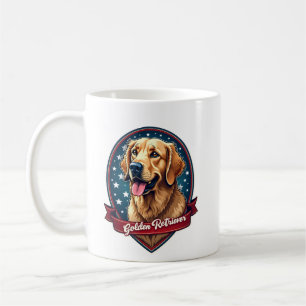 Patriotic Golden Retriever Crest Vintage Tee 2 Coffee Mug
