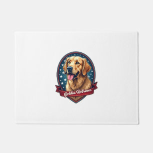 Patriotic Golden Retriever Crest Vintage Tee 2 Doormat