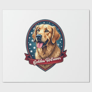 Patriotic Golden Retriever Crest Vintage Tee 2 Wrapping Paper