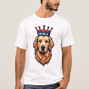 Patriotic Golden Retriever Crown Emblem Tee