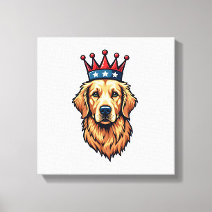 Patriotic Golden Retriever Crown Emblem Tee Canvas Print