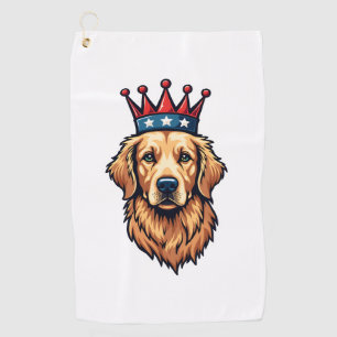 Patriotic Golden Retriever Crown Emblem Tee Golf Towel
