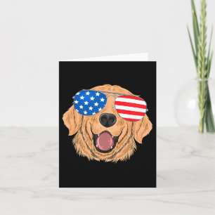 Patriotic Golden Retriever Dog 4th Of July Gift  Card