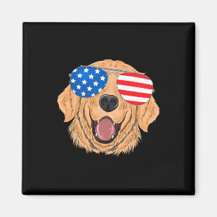 Patriotic Golden Retriever Dog 4th Of July Gift  Magnet
