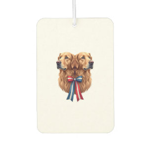 Patriotic Golden Retriever Double Portrait Shirt 2 Air Freshener