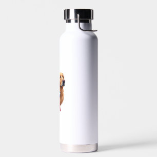 Patriotic Golden Retriever Double Portrait Shirt 2 Water Bottle